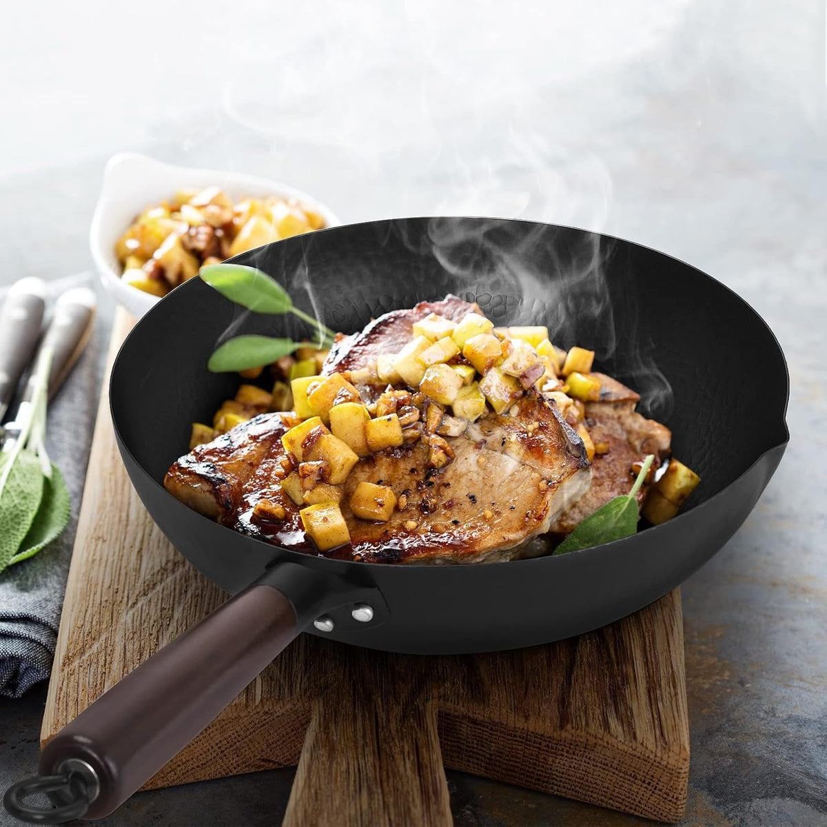 hand-hammered-carbon-steel-wok-wooden-lid-asian-spatula-with-handle-stir-fry-pan-for-chinese-japanese-and-cantonese-cuisine-flat-bottom-wok-cooking-by-cookeries-2-accessories
