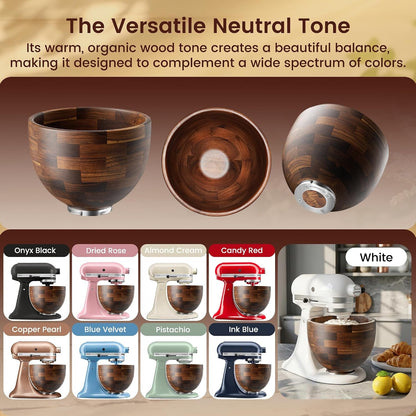 Wood Mixing Bowl Compatible with Kitchenaid 4.5 & 5 Qt Tilt-Head7
