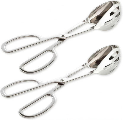 2-PACK Serving Tongs for Cooking Buffet Party Catering, Thickening Food Serving Cake Bread Kitchen Salad Tongs, Stainless Steel1