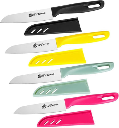 8 Pieces Paring Knives (4PCS Peeling Knives and 4PCS Knife Sheath), Ultra Sharp Vegetable and Fruit Knife,German Steel Small Kitchen Knife with PP Plastic Ergonomic Handle1