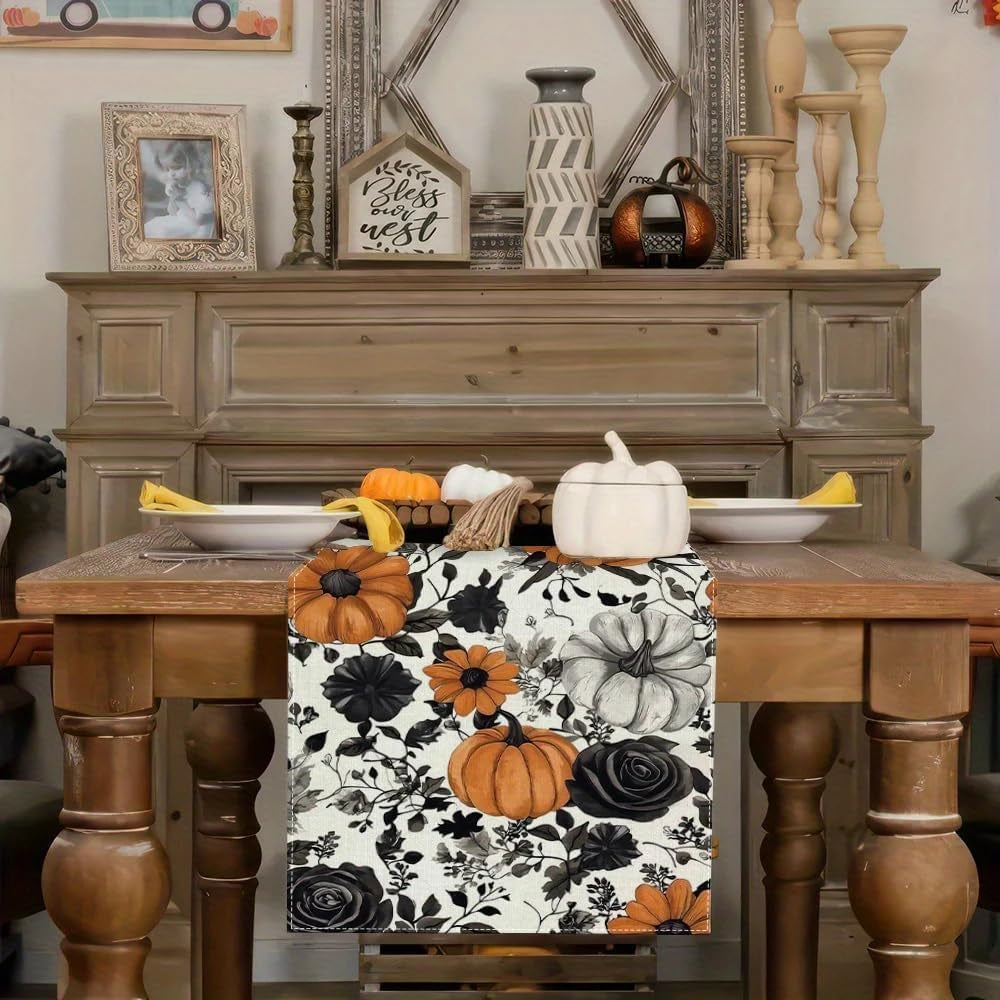 halloween-black-rose-pumpkin-table-runner-13x90-inch-linen-flower-thanksgiving-table-decor-for-holiday-party-dinning-kitchen-decoration