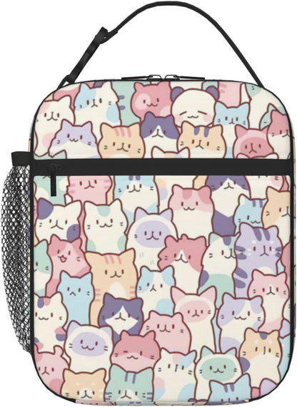 Cute Colorful Cats Insulated Lunch Bag,Kids Lunch Box for Girls Boys Teens1