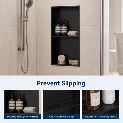 Shower Niche 24" X 12" Black, Stainless Steel Wall Niche6