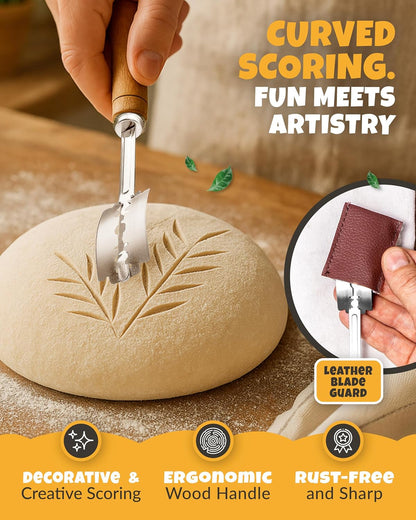 Bread Lame 2-Piece Set for Controlled Dough Scoring with 5 Blades5