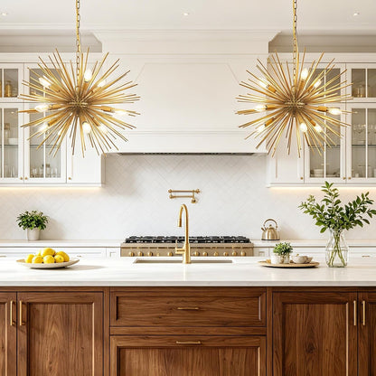 23.8In 9-Light Gold Sputnik Chandelier Mid-Century Solid Metal5