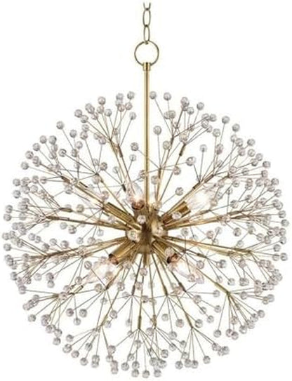 Dunkirk 8-Light Chandelier | Aged Brass Finish | Made of Steel & Crystal | Damp-Rated for Bathroom Use | Adjustable Hang Height 26-74" | 20" Dia X 24" H | 6020-AGB7