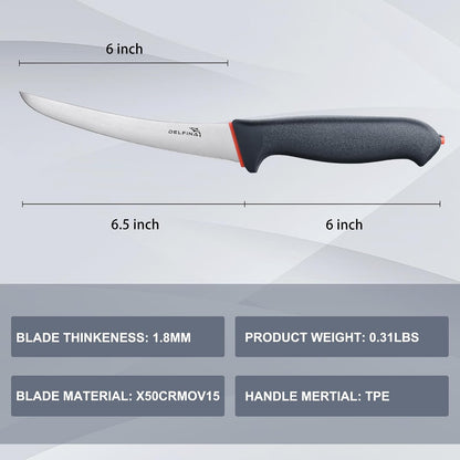 6 Inch Boning Knife, Curved Butcher Knife for Meat Cutting7