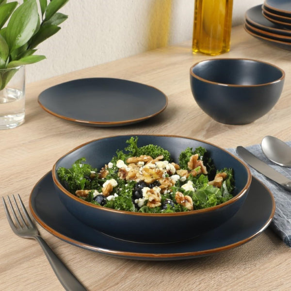 Hazeltine 16-Piece Navy Blue Stoneware Dinnerware Set – Plates and Bowls, Durable Ceramic Kitchen Dinner Set2