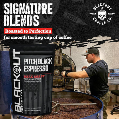 Blackout Coffee Pitch Black Espresso Whole Bean Coffee – Extra Dark Roast, European-Style, Powerfully Bold – Freshly Roasted 12Oz Bag.5