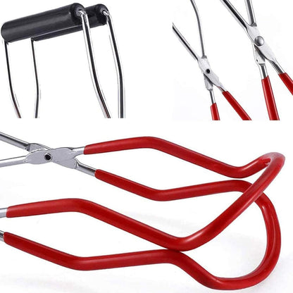 Canning Jar Lifter Tongs - Stainless Steel Jar Lifter with Rubber Grips | Slip Wide-Mouth Clip for Kitchen Restaurant, Red3