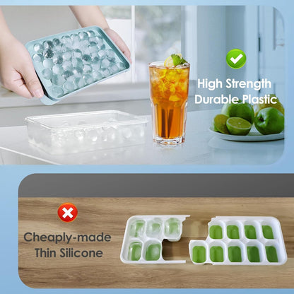 Ice Cube Tray with Lid and Bin, 1" round Ice Trays for Freezer | 2 Blue Ice Cube Trays with Ice Box & Tong, 1" round Ice Balls for Iced Coffee & Juice, Easy Twist Release, for Gatherings9