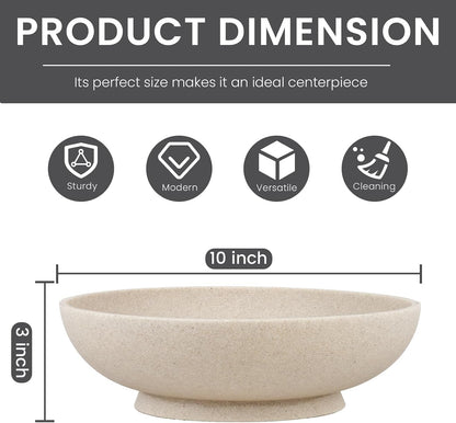 Large Decorative Bowl,Modern Fruit Bowl for Kitchen Counter,Handicraft Decorative Bowls for Home Decor,Stylish Key Bowl for Entry Table - Artificial Stone Beige4