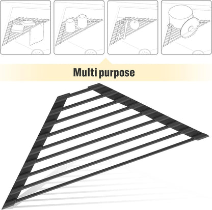 Triangle Roll up Dish Drying Rack with Silicone Coating, Black7