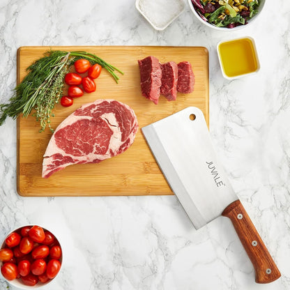 Meat Cleaver - 8-Inch Stainless Steel Blade, Wood Handle - Heavy-Duty Butcher Knife & Bone Cleaver for Beef Brisket, Meat Cutting & Chopping - Chopping Knife3