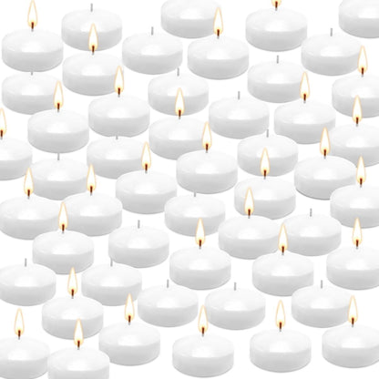 50 Floating Candles, Smoke-Free and Odorless, Burning Continuously for 5-6 Hours, White, 2-Inch Floating Candles, Suitable for Valentine'S Day, Weddings, Holidays, Home Decoration……2