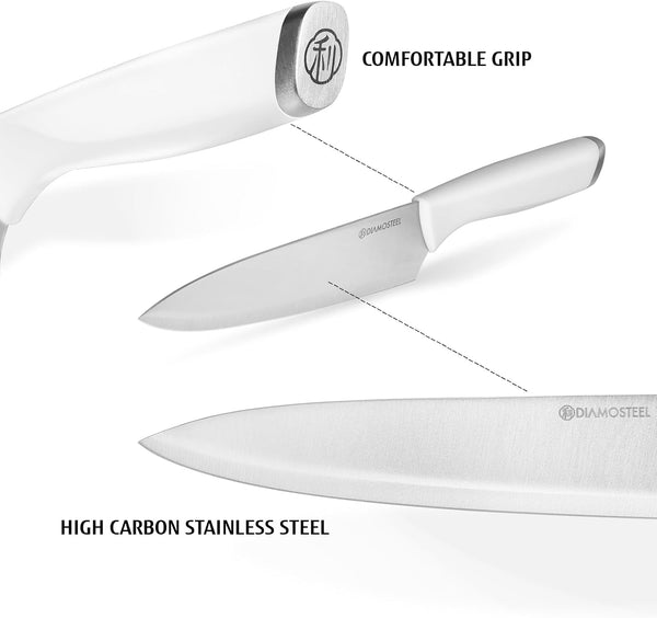 White Knife Set with Magnetic Strip for Wall,6-Piece | Ultra Sharp Magnetic Knives Set for Kitchen, Dishwasher Safe Small Knife Set for Meat Vegetable Cutting2
