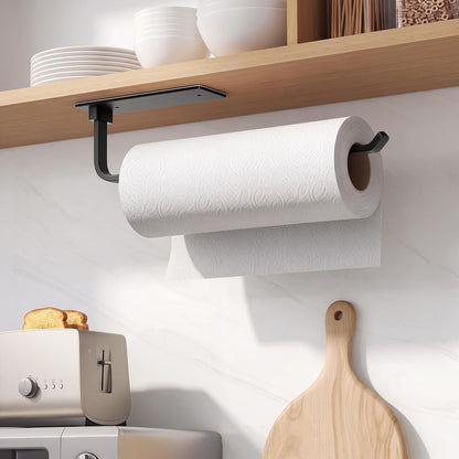 Paper Towel Holder under Cabinet, Self-Adhesive or Drilling, Matte Black7