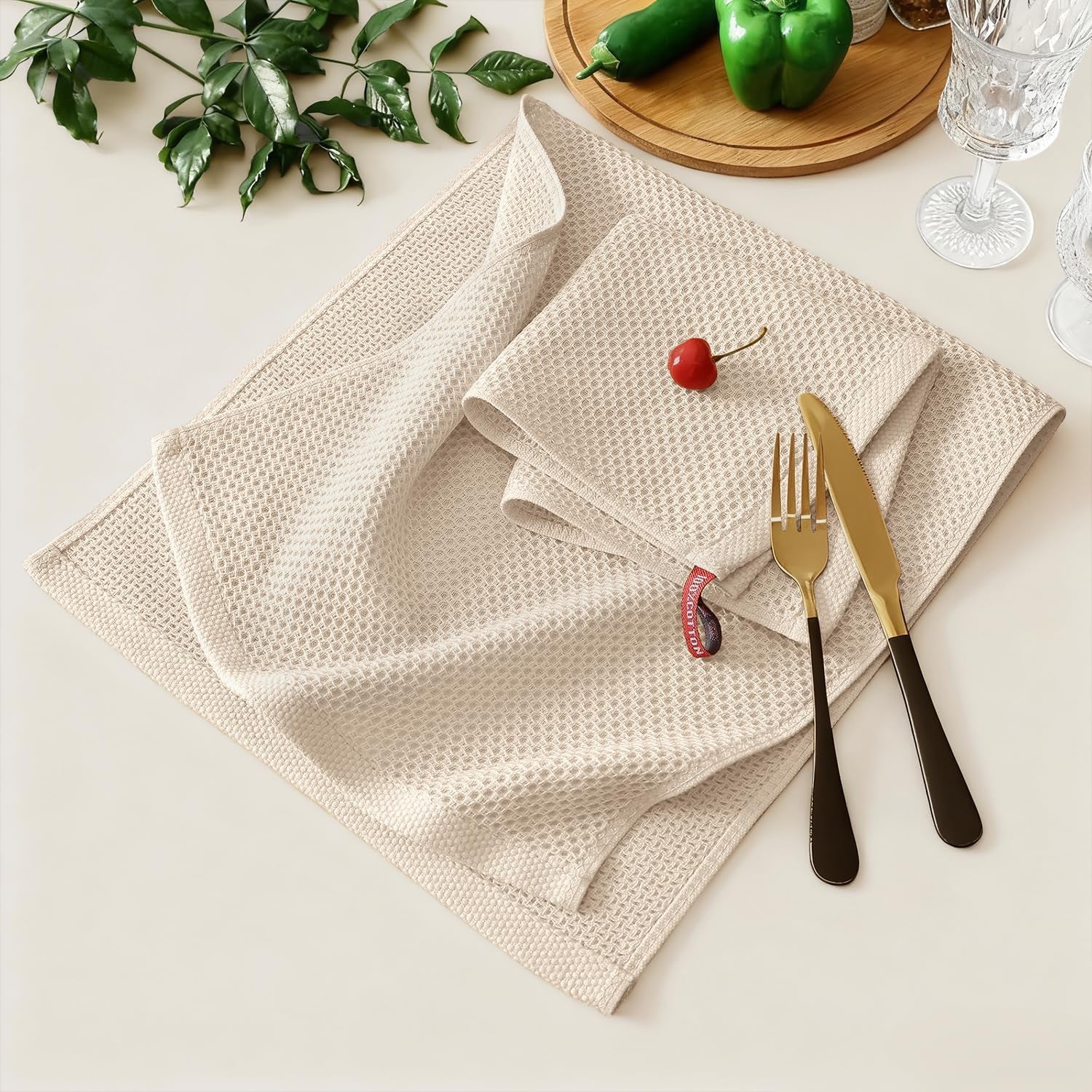 100-cotton-kitchen-towels-and-dishcloths-set-8-pack-beige