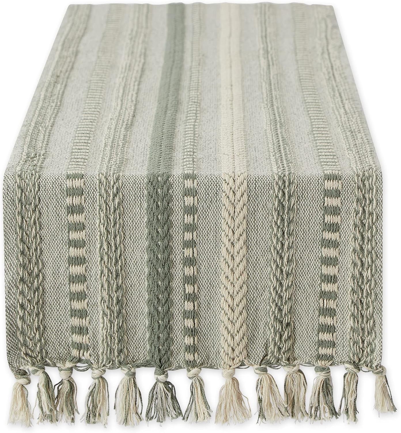 farmhouse-braided-stripe-table-runner-collection-15x72-15x77-fringe-included-artichoke-green
