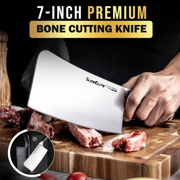 Slice Series 7 Inch Bone Cutting Knife, Leather Sheath2