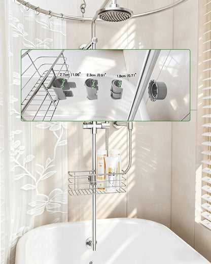 Shower Slide Bar Caddy Basket, Stainless Steel, 11 X 4.2 X 3.9 Inch, Adjustable Pole-Mounted Organizer for Shampoo and Body Wash4