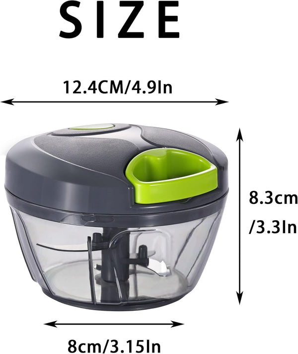 Manual Food Processor Vegetable Chopper, Portable Hand Pull String Garlic Mincer Onion Cutter for Veggies, Ginger, Fruits, Nuts, Herbs, Etc., 500Ml, Grey2