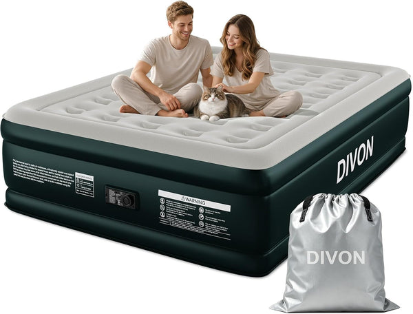 Queen Air Mattress with Built-In Pump, 18" Raised for Home and Travel1