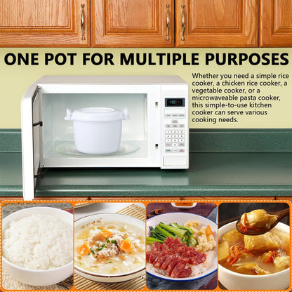 Microwave Rice Cooker Microwave Rice Cooker for Vegetables Noodles Pasta Food Grade Plastic Locking Lid 8.26 X 6.88 X 5.51 in White5