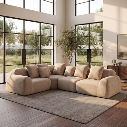 118-Inch Oversized Cloud Sectional Sofa, Velvet Boneless L-Shaped Couch with Curved Chaise, Compression Memory Foam Modular Sofa, No Assembly for Living Room1
