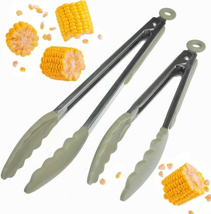 Starpack Get a Grip Silicone Kitchen Tongs (2-Pack, 9" + 12") - LFGB Non Toxic, 600°F Heat Resistant, Bpa-Free - Heavy-Duty Stainless Steel, Locking - Dishwasher Safe for Nonstick Cookware1