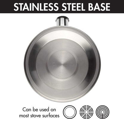 Stewart Whistling Tea Kettle for Stovetop, Stainless Steel Stove Top Kettle with Fast Boil Whistling Spout and Cool Touch Folding Handle, 1.5-Quart, Brushed Silver with Black Handle8