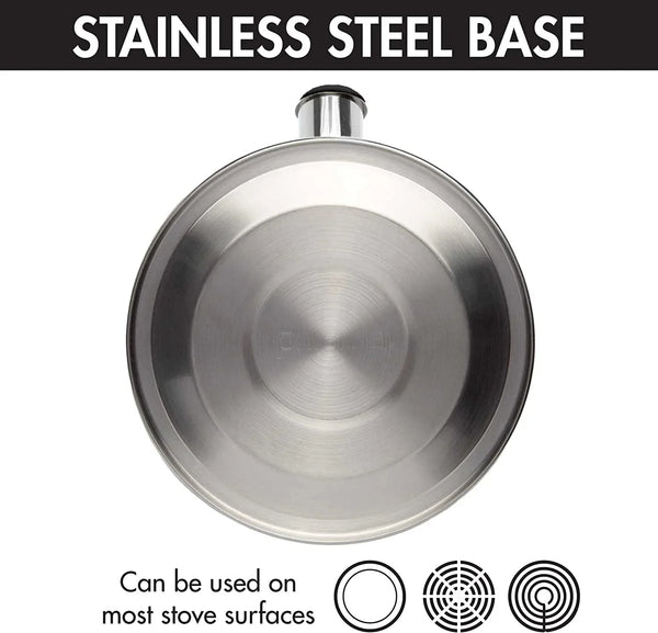 Stewart Whistling Tea Kettle for Stovetop, Stainless Steel Stove Top Kettle with Fast Boil Whistling Spout and Cool Touch Folding Handle, 1.5-Quart, Brushed Silver with Black Handle8