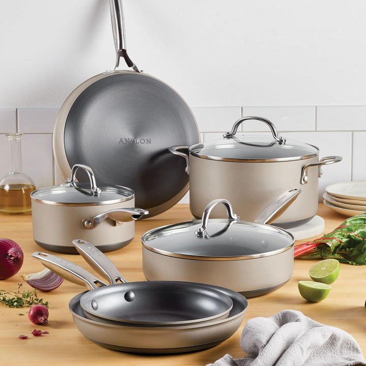 Achieve Hard Anodized Nonstick Cookware Pots and Pans Set, 9 Piece - Silver+2