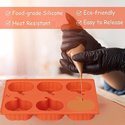 Silicone Pumpkin Molds, 2 Pack Pumpkin-Shaped Cake Molds Thanksgiving Cookie Molds Muffin Cupcake Pan Hot Chocolate Bomb Mold for Halloween Thanksgiving Fall Baking and Wax Melts Soap Making5