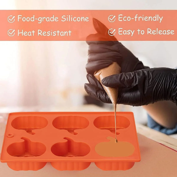 Silicone Pumpkin Molds, 2 Pack Pumpkin-Shaped Cake Molds Thanksgiving Cookie Molds Muffin Cupcake Pan Hot Chocolate Bomb Mold for Halloween Thanksgiving Fall Baking and Wax Melts Soap Making5