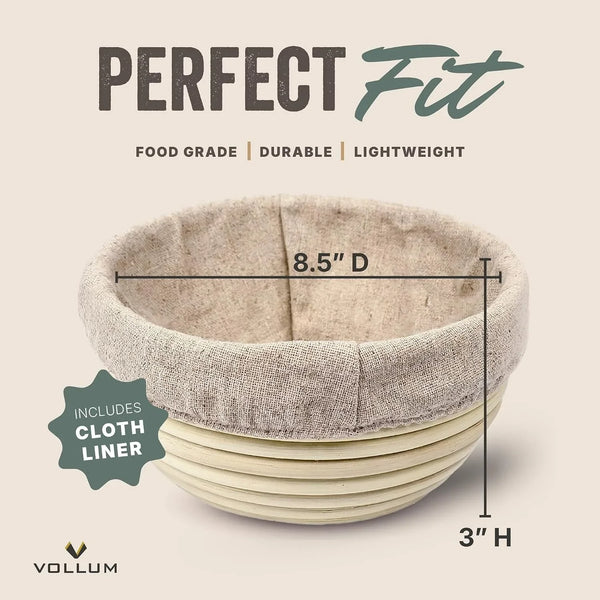Banneton Bread Proofing Basket with Liner, round 8.5" | Handmade Rattan Brotform for Sourdough Proofing; Included Linen Liner Prevents Sticking. a Thoughtful Gift for Home Bakers.2