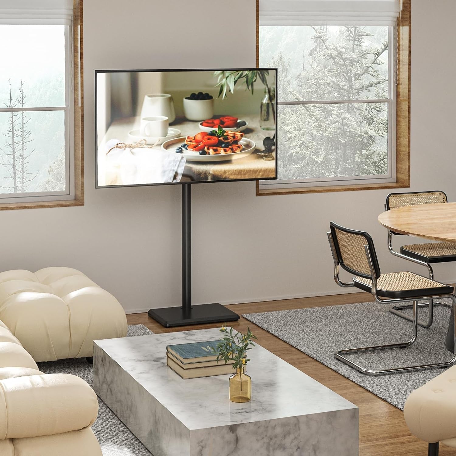 swivel-floor-tv-stand-for-32-65-inch-flat-screen-tvs-height-adjustable-mount-solid-wood-base-space-saving-holds-88lbs-max-vesa-400x400mm-for-living-room-bedroom-corner