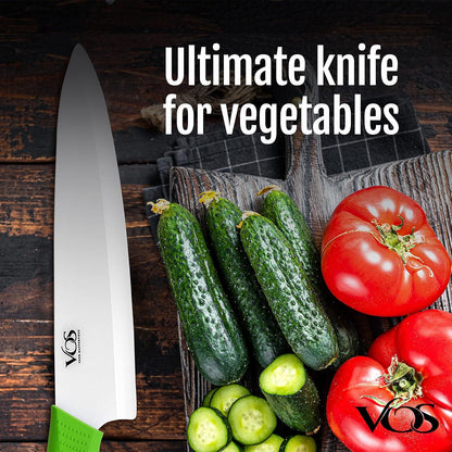 Ceramic Chef Knife 8 Inch with Protective Cover – Zirconia Ceramic Blade for Food Preparation – Lightweight Kitchen Knife (Green)5
