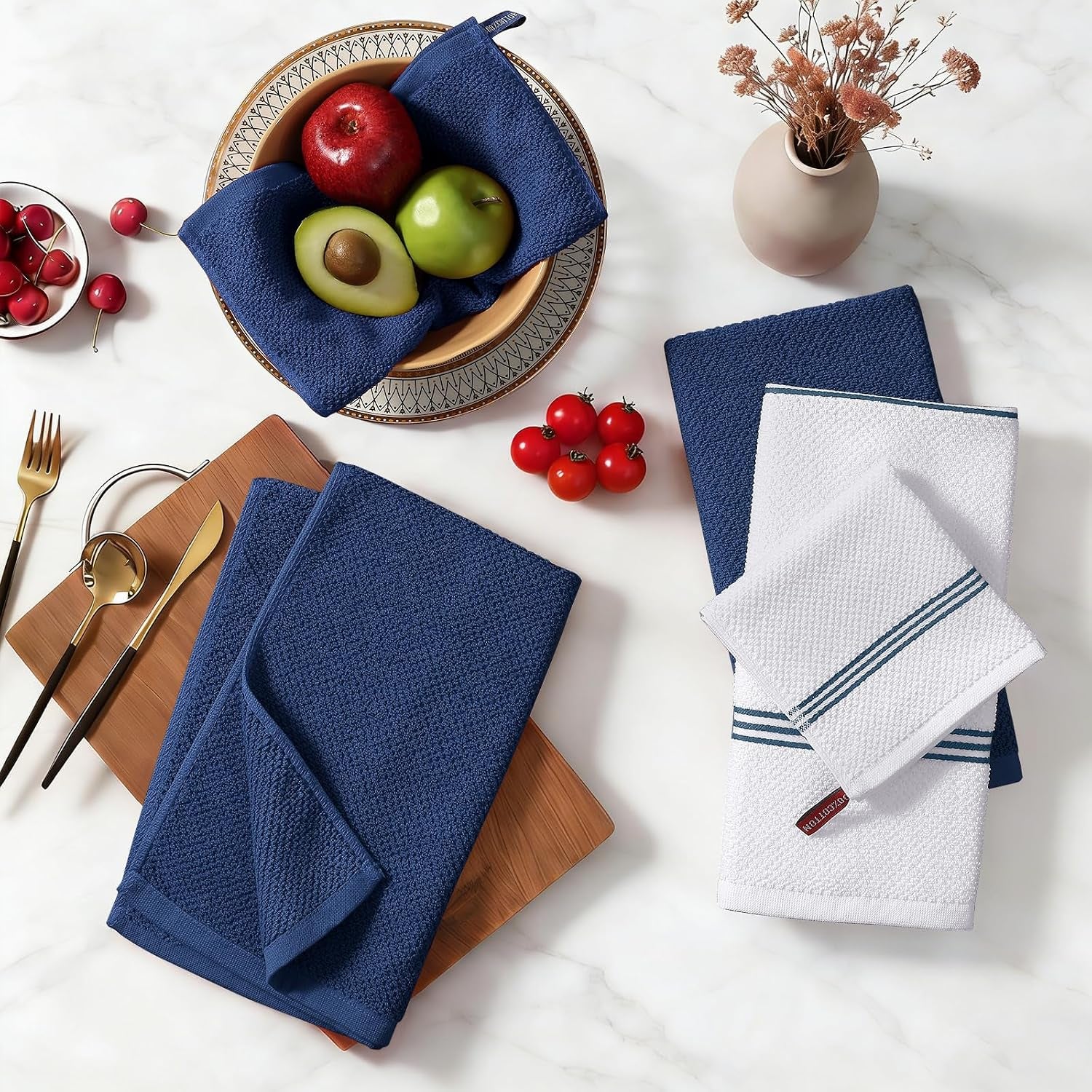 dual-design-kitchen-towels-and-dishcloths-set-8-pack-navy-blue