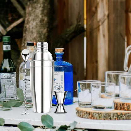 24Oz Stainless Steel Cocktail Shaker Set Bartender Kit | Includes Buit-In Strainer, Jigger & Mixing Spoon, Martini Drink Mixer Set, Ideal Bar Accessories for Beginners & Home Bar3