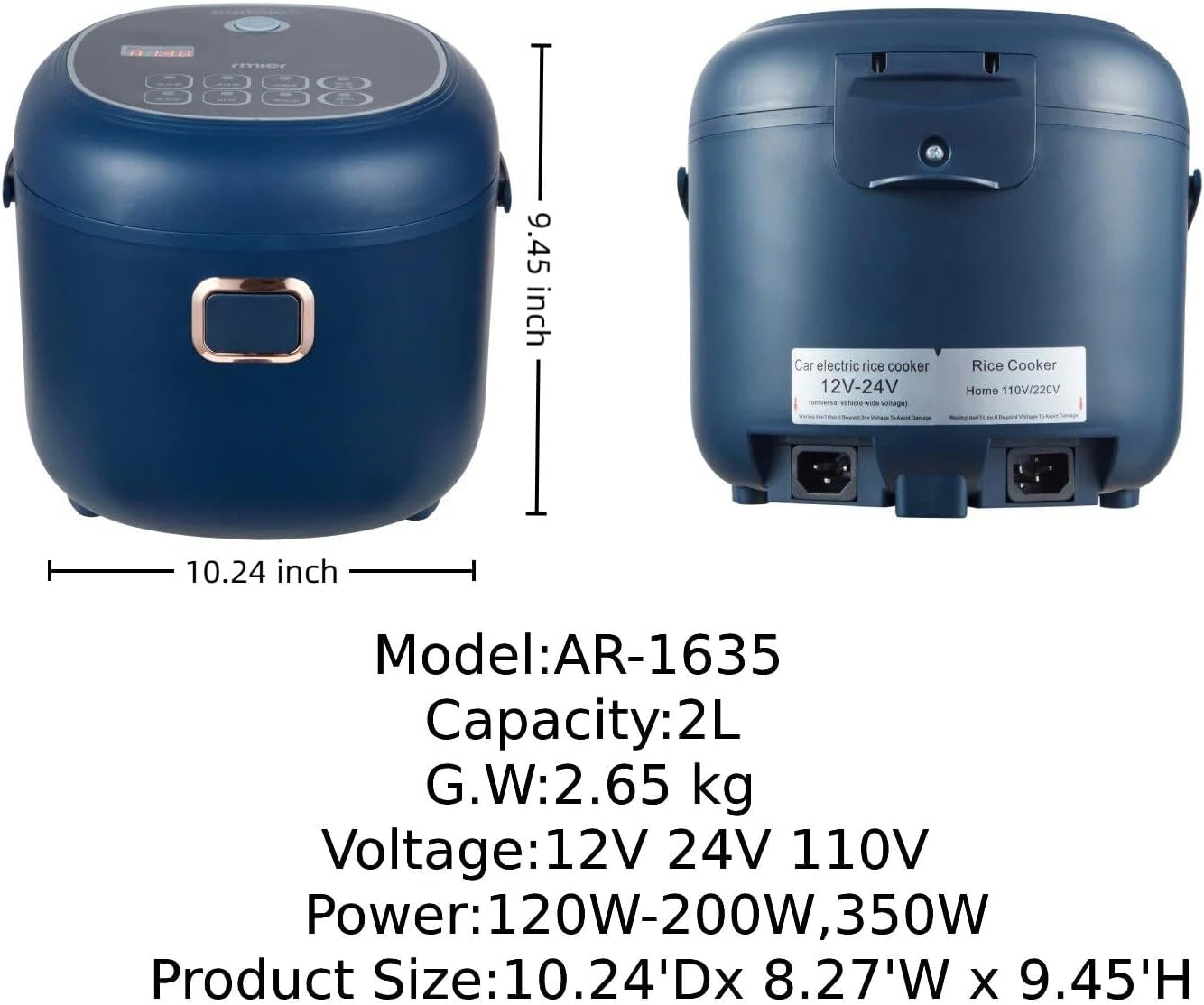 12v-24v-110v-rice-cooker-mini-2l-portable-multicooker-24h-keep-warm-small-with-steam-tray-picnic-camping-travel-for-car-truck-home-blue