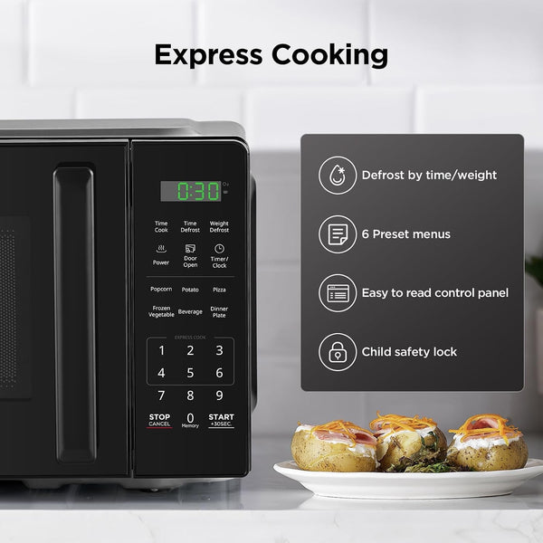 BLACK+DECKER Countertop Microwave Oven 0.7 Cu.Ft,700W,Child Safety, Black | 6 One-Touch Presets, Express Cooking, 10 Power Levels, Child Safety Lock, Easy Clean Interior4