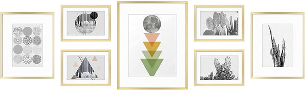 7 Pack Gold Aluminum Frame with White Mat, Real Glass1