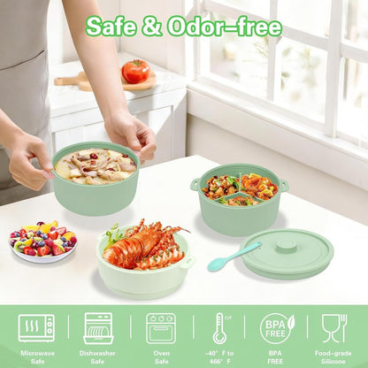 Microwave Rice Cooker, 2-Layer Microwave Pasta Cooker and Steamer for Rice, Vegetables, Quinoa, Oatmeal, Ramen –Silicone Non-Stick (Green)7