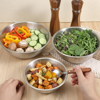 5 Pack Stainless Steel Mixing Bowls with Marks, Heavy Duty Nesting Bowls Set, Food Grade 304, Dishwasher Safe & Stackable for Cooking, Baking, Prepping (1, 1-1/2, 2, 2-1/2, 3-1/2 QT)​​6