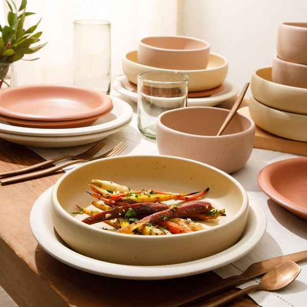 Corsica Clay Dinnerware Set - Stackable Colorful Boho Reactive Glaze Plates and Bowls Set -2 Time Oprah'S Favorite Things Brand- 16 Piece (Service for 4)- Matte Assorted Pottery Colors3