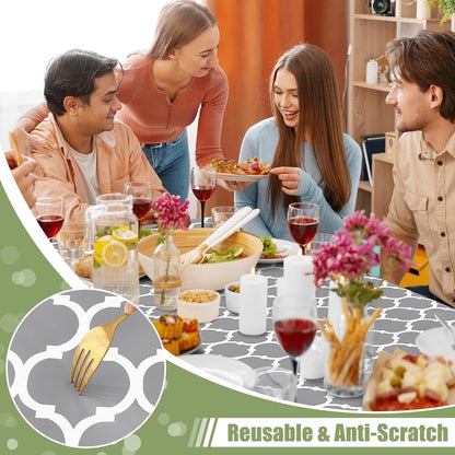 Picnic Fitted Table Cover, 6 Foot Flannel Backed Vinyl Tablecloth | Waterproof Elastic Stretch Table Cloth, Wipeable Plastic Tablecloth for Camping, Indoor & Outdoor (Grey, 30" X 72")7