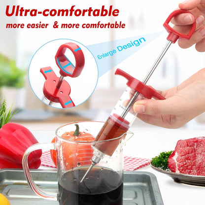 Meat Injector, 1-Oz Plastic BBQ Marinade Injector Kit, Turkey Injector Syringe (3 Stainless Steel Meat Needles +3 Replacement O Rings + 1 Cleaning Brush) for Turkey Smoked BBQ Grill4