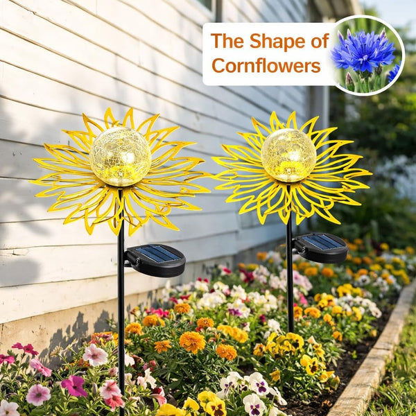 Solar Garden Lights Outdoor Decor,Gold Flower Stake Light6
