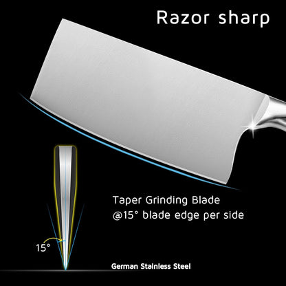 7 Inch Stainless Steel Meat Butcher Cleaver, Chinese Chef Knife7
